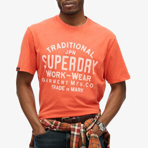 SUPERDRY MACHINED GOODS WORKWEAR TEE DENIM CO RUST ORANGE