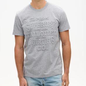 SUPERDRY WORKWEAR EMBOSSED RELAXED TEE DARK GREY FLECK MARLE