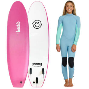 HECTIC BOARD CO SPLASHER PRO SOFTBOARD PINK 6'0 + GIRLS O'NEILL REACTOR SURF PACKAGE