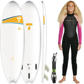 TAHE BY BIC SURF 5'10 FISH & LEASH + GIRLS STEAMER SURF PACKAGE