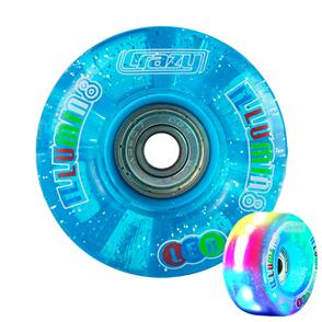 CRAZY SKATES 58MM ILLUMIN8 TEAL GLITTER LED LIGHT-UP ROLLER SKATE WHEELS (SET OF 2)