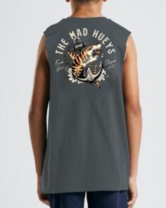 THE MAD HUEYS EARN YOUR STRIPES BOYS MUSCLE CHARCOAL