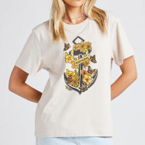 THE MAD HUEYS BUTTERFLY ANCHOR WOMENS TEE CEMENT