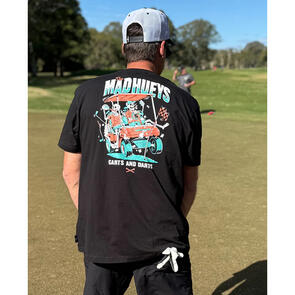 THE MAD HUEYS CARTS AND DARTS SS TEE BLACK
