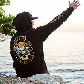 MAD HUEYS CAUGHT FK ALL ISLAND HOODED PULLOVER BLACK