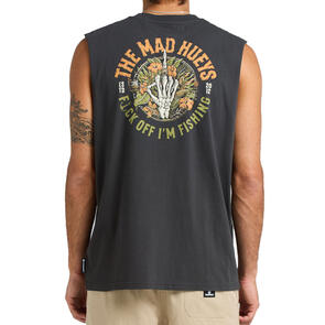 THE MAD HUEYS FK OFF IM FISHING MUSCLE VINTAGE BLACK