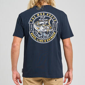 THE MAD HUEYS HOOKED CUDA SS TEE NAVY