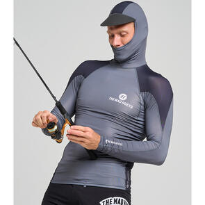 MAD HUEYS HUEYS CORP LS HOODED RASHIE CHARCOAL