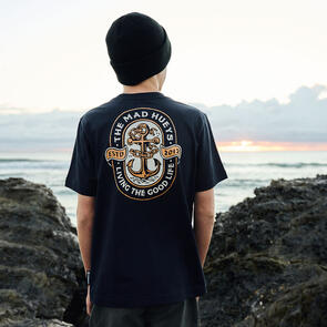 THE MAD HUEYS LIVING ANCHOR | YOUTH SS TEE NAVY