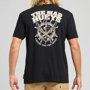 THE MAD HUEYS SHIP WHEEL BEERS SS TEE BLACK