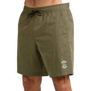 THE MAD HUEYS SKULL ANCHOR 18" VOLLEY SHORT OLIVE