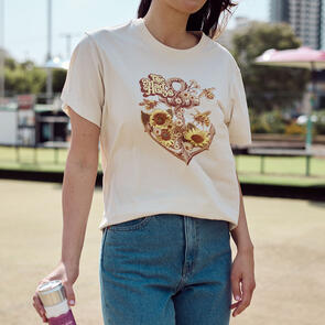 THE MAD HUEYS SUNFLOWER ANCHOR | WOMENS SS TEE STONE