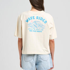 THE MAD HUEYS WAVE RIDER | WOMENS BOXY TEE STONE