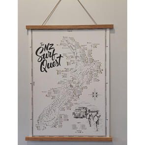 THE QUEST MAPS NZ SCRATCH MAPS WITH HANGING FRAME