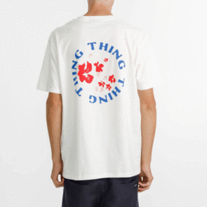 THING THING SS TEE - 100% COTTON - WHITE WITH FLORA PRINT