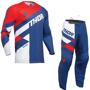 THOR MX 2025 YOUTH SECTOR JERSEY + PANTS CHECKER NAVY/RED