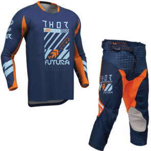 THOR MX 2026 YOUTH LAUNCHMODE JERSEY AND PANTS FUTURA NAVY/ORANGE