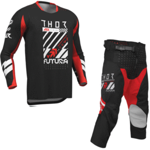 THOR MX 2026 YOUTH LAUNCHMODE JERSEY AND PANTS FUTURA BLACK/RED