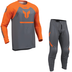 THOR MX 2026 YOUTH RIDEMODE JERSEY AND PANTS MENACE CHARCOAL ORANGE