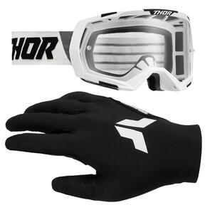 THOR MX 2025 REGIMENT GOGGLES WHITE/GREY + SPORT GLOVES BLACK