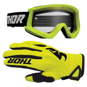 THOR MX GOGGLES COMBAT RACER FLO ACID + 2025 SECTOR GLOVES ACID