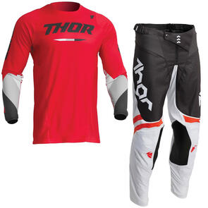 THOR 2024 PULSE TACTIC JERSEY RED + PULSE PANT CUBE GREY/ORANGE