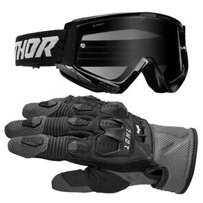 THOR MX GOGGLES COMBAT SAND BLACK/GREY + 2025 TERRAIN GLOVES BLACK CHARCOAL