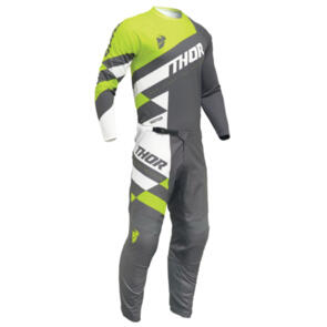 THOR MX 2025 YOUTH SECTOR JERSEY + PANTS CHECKER GRAY/ACID