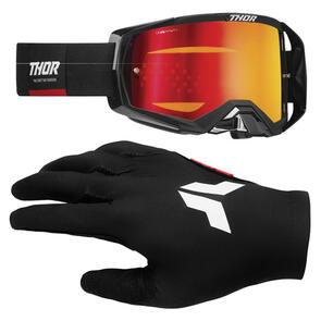 THOR MX 2025 ACTIVATE GOGGLE BLACK/RED + SPORT GLOVES RIOT BLACK