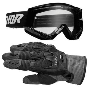 THOR MX GOGGLES COMBAT RACER BLACK/WHITE + 2025 TERRAIN GLOVES BLACK CHARCOAL