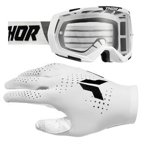 THOR MX 2025 REGIMENT GOGGLES WHITE/GREY + SPORT GLOVES VENTED WHITE