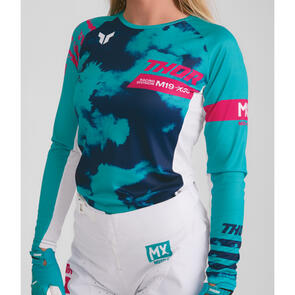 THOR MX 2026 WOMENS LAUNCHMODE JERSEY BLEACH WHITE/AQUA