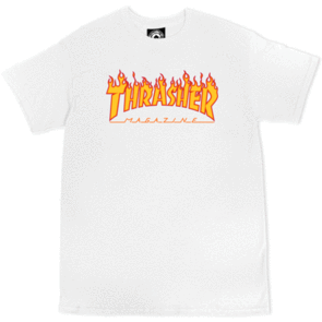 THRASHER FLAME TEE WHITE