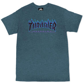 THRASHER FLAME TEE DARK HEATHER GREY