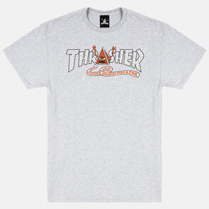 THRASHER X TOY MACHINE PYRAMID TEE ASH GREY