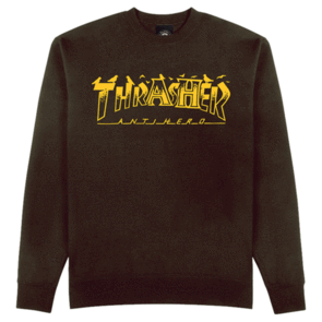 THRASHER X ANTI HERO PIGEON MAG CREW DARK CHOCOLATE