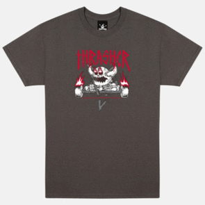 THRASHER X TOY MACHINE MONSTER-GRAM TEE CHARCOAL