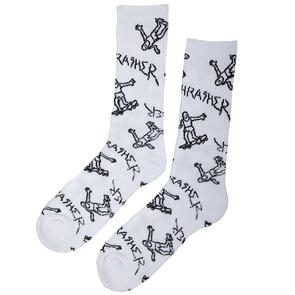 THRASHER GONZ LOGO CREW SOCKS WHITE