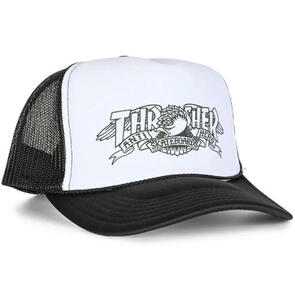 THRASHER X ANTI HERO MAG BANNER TRUCKER BLACK WHITE