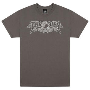 THRASHER X ANTIHERO MAG BANNER TEE CHARCOAL