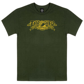 THRASHER X ANTIHERO MAG BANNER TEE FORREST GREEN