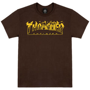 THRASHER X ANTI HERO PIGEON MAG TEE DARK CHOCOLATE