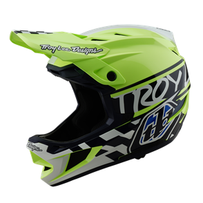 TROY LEE DESIGNS D4 AS POLYACRYLITE HELMET FIFTY-50 NAVY / GLO YELLOW