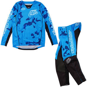 TROY LEE DESIGNS YOUTH GP PRO JERSEY AND PANTS BLOTTED BRIGHT BLUE