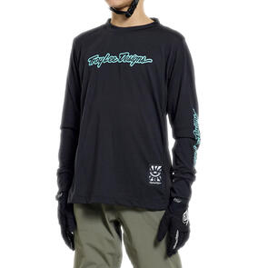 TROY LEE DESIGNS 2026 YOUTH SKYLINE RIDE LS TEE SIGNATURE BLACK / REAL TEAL