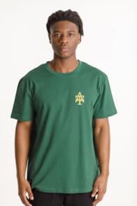 THING THING SS TEE - 100% COTTON - ATT COLLEGE PRINT - PINE GREEN WITH YELLOW