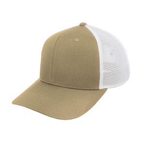 UFLEX U23604HP UFLEX HIGH PROFILE 6 PANEL TRUCKER - KHAKI / WHITE