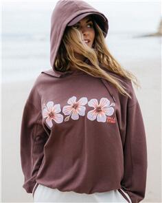 BILLABONG WOMENS BACK TO IT KENDAL PULLOVER HOODIE ESPRESSO