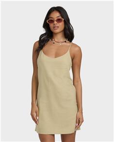 BILLABONG WOMENS SUMMER LOVE MINI DRESS GREEN ASH