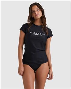 BILLABONG WOMENS SOCIETY SHORT SLEEVE RASH VEST BLACK